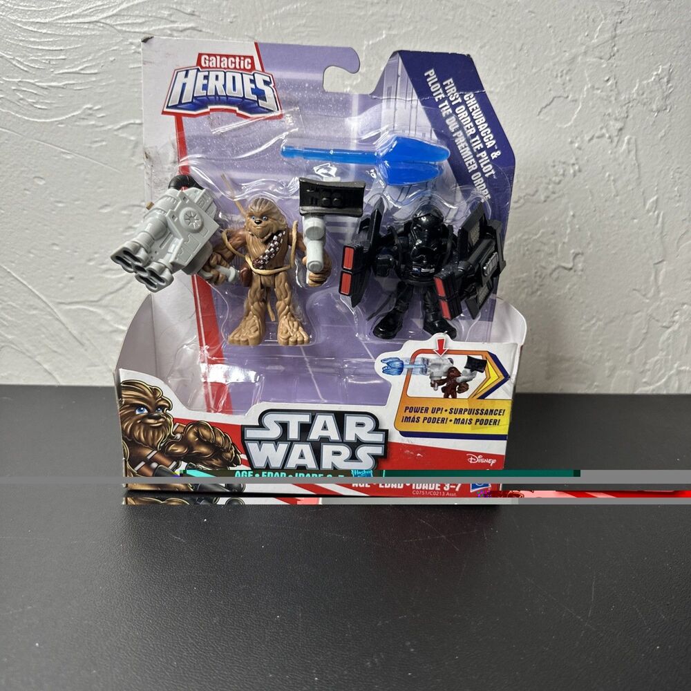 PLAYSKOOL 2016 STAR WARS GALACTIC HEROES CHEWBACCA & FIRST ORDER TIE PILOT SET